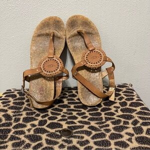 UGG Ayden II Cork Thong Sandals Brown Leather Casual Summer Womens 9